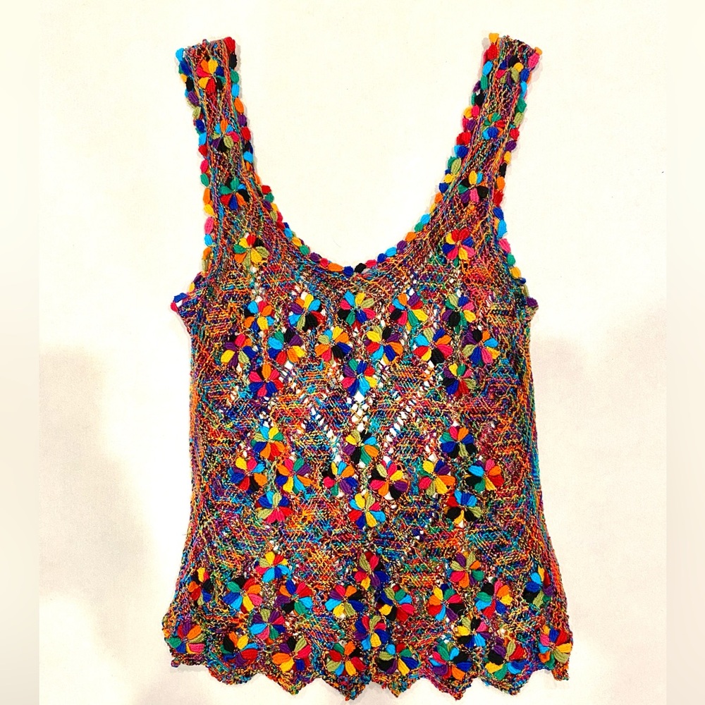 Rainbow Vintage Crochet Tank Top